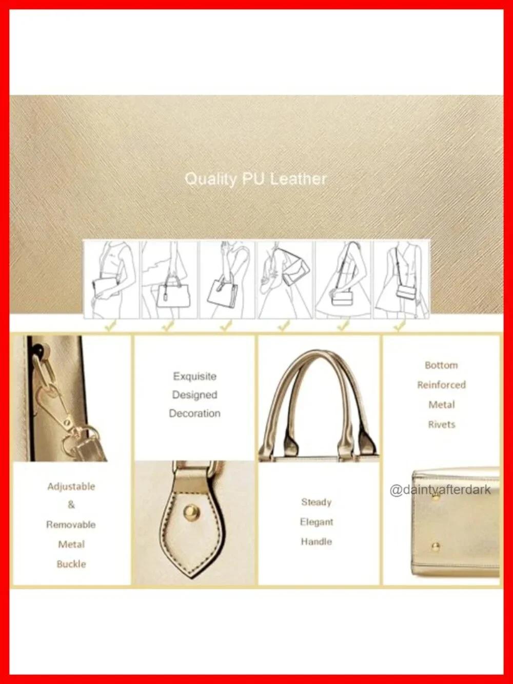 Women's PU Leather Crossbody Satchel Tote Handbag - Multi-Pocket
